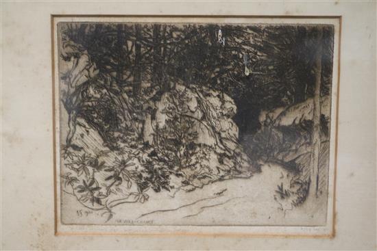 Robert Charles Goff (1837-1922) 4 etchings Largest 5 x 11in.